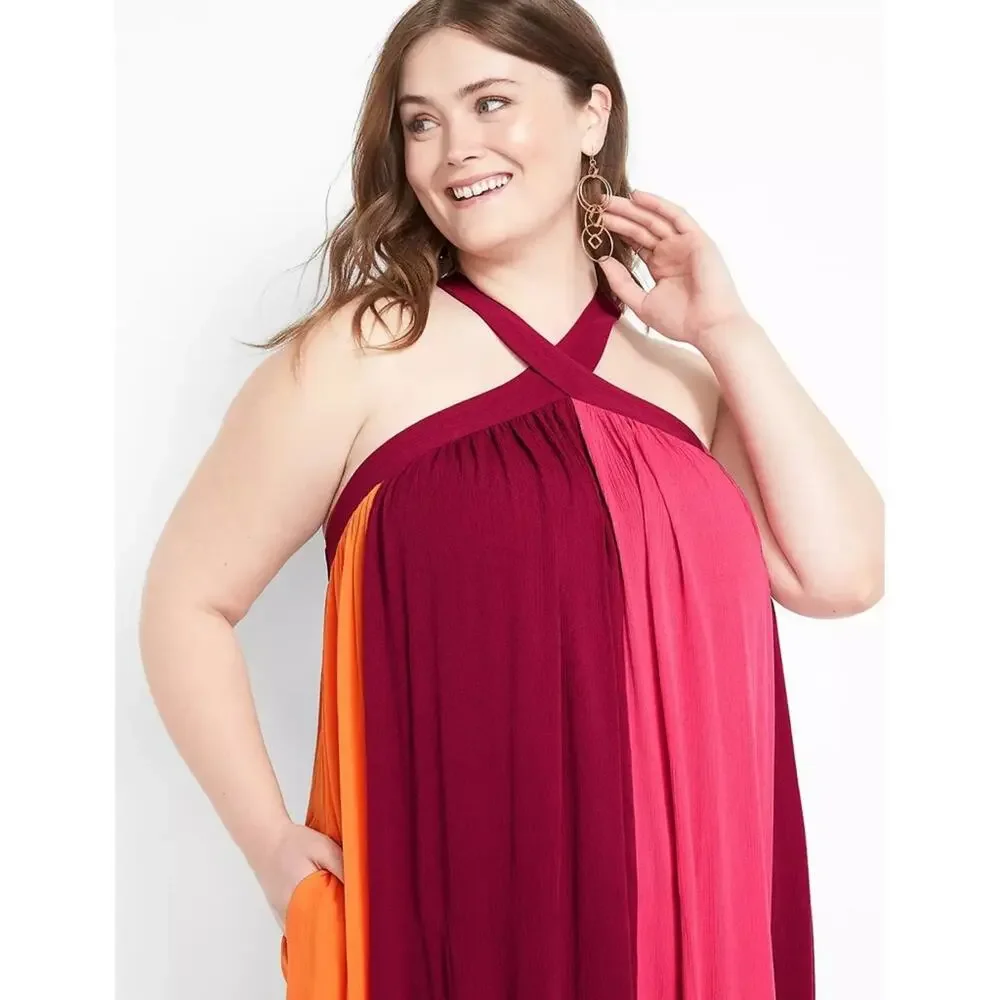 NWT Lane Bryant Halter Colorblock Maxi Dress Size 18/20 - Picture 6 of 9